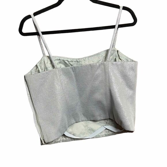 AKRIS PUNTO Women's Top Crop Bustier Camisole Metallic Silver Cotton Small NWOT - Picture 5 of 10